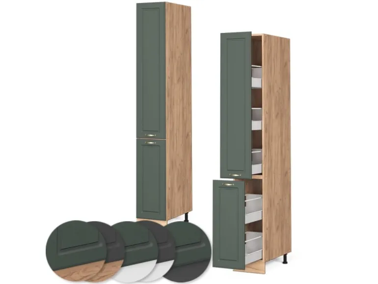 Vicco Apothekerschrank Fame-Line Grün-Gold Landhaus/Goldkraft Eiche 30 cm