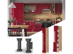 Vicco Apothekerschrank Fame-Line Bordeaux Hochglanz/Goldkraft Eiche 30 cm