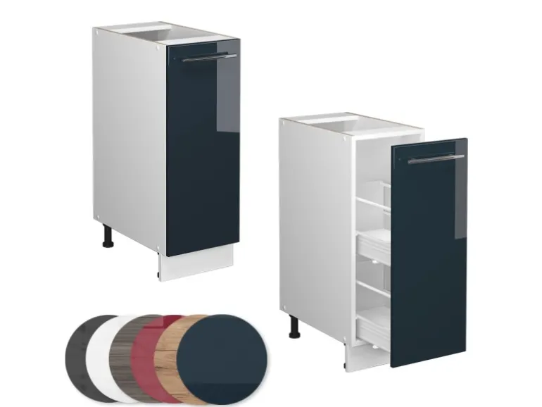 Vicco Apothekerschrank Fame-Line Dunkelblau Hochglanz/Weiß 30 cm ohne Arbeitsplatte