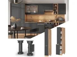 Vicco Apothekerschrank Fame-Line Anthrazit-Gold/Goldkraft Eiche 30 cm