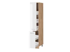 Vicco Apothekerschrank R-Line Medizinschrank für die Küche Weiß Hochglanz/Goldkraft Eiche 30 cm