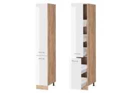 Vicco Apothekerschrank R-Line Medizinschrank für die Küche Weiß Hochglanz/Goldkraft Eiche 30 cm