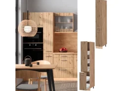 Vicco Apothekerschrank R-Line Medizinschrank für die Küche Artisan-Eiche/Goldkraft Eiche 30 cm