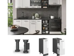 Vicco Apothekerschrank R-Line Weiß Hochglanz/Anthrazit 30 cm ohne Arbeitsplatte