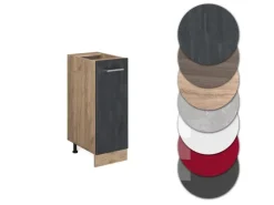 Vicco Apothekerschrank R-Line Medizinschrank für die Küche Schwarz Beton 30 cm AP Anthrazit mit Goldkraft Eiche Korpus