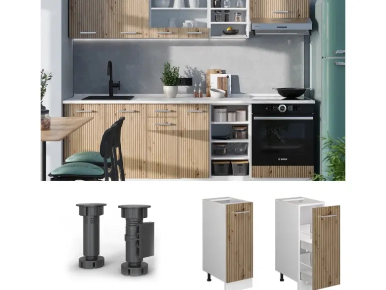 Vicco Apothekerschrank R-Line Medizinschrank für die Küche Artisan-Eiche/Weiß 30 cm AP Eiche