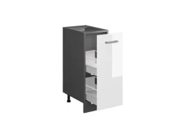 Vicco Apothekerschrank R-Line Weiß Hochglanz/Anthrazit 30 cm AP Eiche