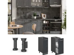 Vicco Apothekerschrank R-Line Medizinschrank für die Küche Schwarz Beton 30 cm AP Anthrazit mit Anthrazit Korpus