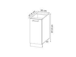 Vicco Apothekerschrank R-Line Medizinschrank für die Küche Schwarz Beton 30 cm AP Anthrazit mit Anthrazit Korpus