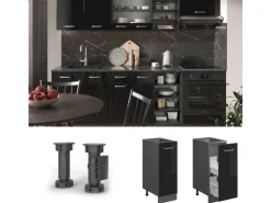 Vicco Apothekerschrank R-Line Schwarz Hochglanz/Anthrazit 30 cm ohne Arbeitsplatte