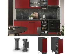 Vicco Apothekerschrank R-Line Rot/Anthrazit 30 cm J-Shape ohne Arbeitsplatte