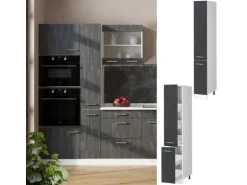 Vicco Apothekerschrank R-Line Medizinschrank für die Küche Schwarz Beton/Weiß 30 cm