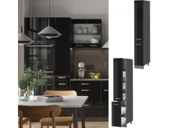 Vicco Apothekerschrank R-Line Medizinschrank für die Küche Schwarz Hochglanz/Anthrazit 30 cm