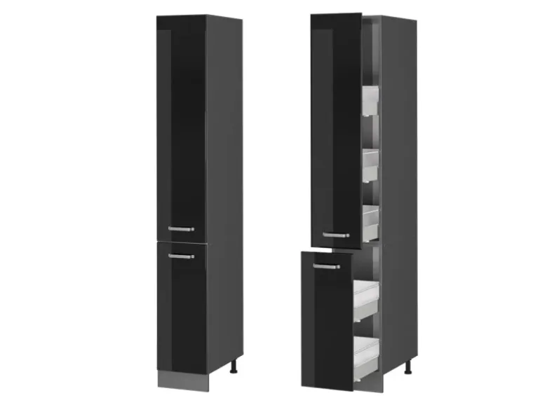 Vicco Apothekerschrank R-Line Medizinschrank für die Küche Schwarz Hochglanz/Anthrazit 30 cm