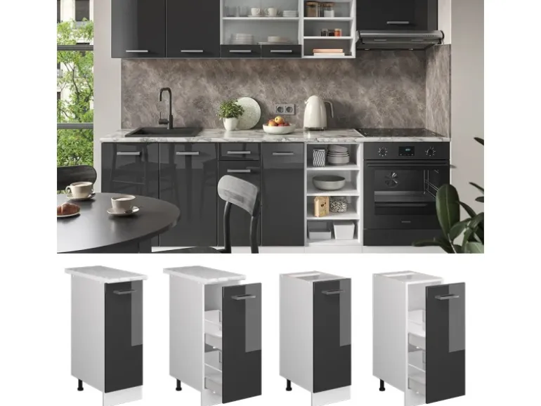 Vicco Apothekerschrank R-Line Anthrazit Hochglanz/Weiß 30 cm ohne Arbeitsplatte