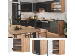 Vicco Eckhängeschrank Fame-Line Anthrazit Hochglanz/Goldkraft Eiche 57 cm