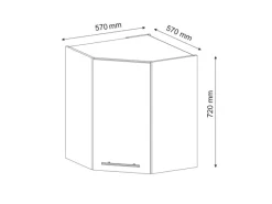 Vicco Eckhängeschrank Fame-Line Anthrazit Hochglanz/Goldkraft Eiche 57 cm