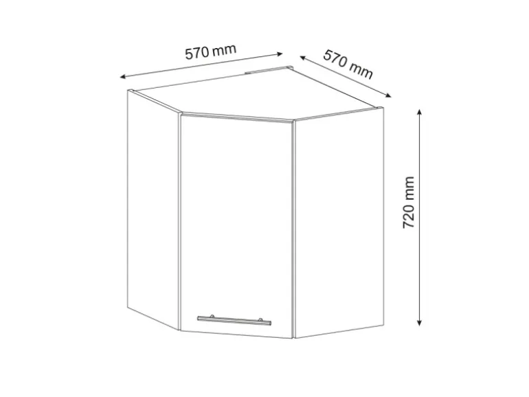 Vicco Eckhängeschrank Fame-Line Anthrazit Hochglanz/Goldkraft Eiche 57 cm