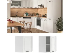 Vicco Eckhängeschrank R-Line Küchen-Eckschrank Weiß Landhaus/Weiß 57 cm