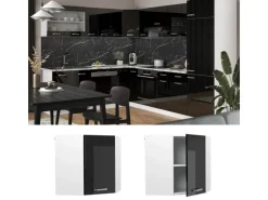 Vicco Eckhängeschrank R-Line Küchen-Eckschrank Schwarz Hochglanz/Weiß 57 cm