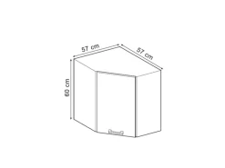 Vicco Eckhängeschrank R-Line Küchen-Eckschrank Blau-Grau/Goldkraft Eiche 57 cm