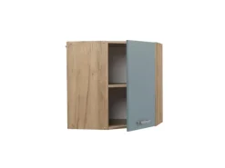Vicco Eckhängeschrank R-Line Küchen-Eckschrank Blau-Grau/Goldkraft Eiche 57 cm