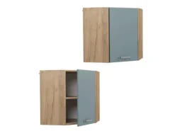 Vicco Eckhängeschrank R-Line Küchen-Eckschrank Blau-Grau/Goldkraft Eiche 57 cm