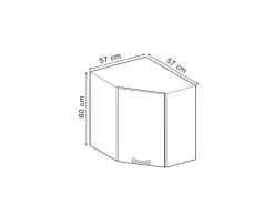 Vicco Eckhängeschrank R-Line Küchen-Eckschrank Schwarz Hochglanz/Anthrazit 57 cm