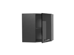 Vicco Eckhängeschrank R-Line Küchen-Eckschrank Schwarz Hochglanz/Anthrazit 57 cm