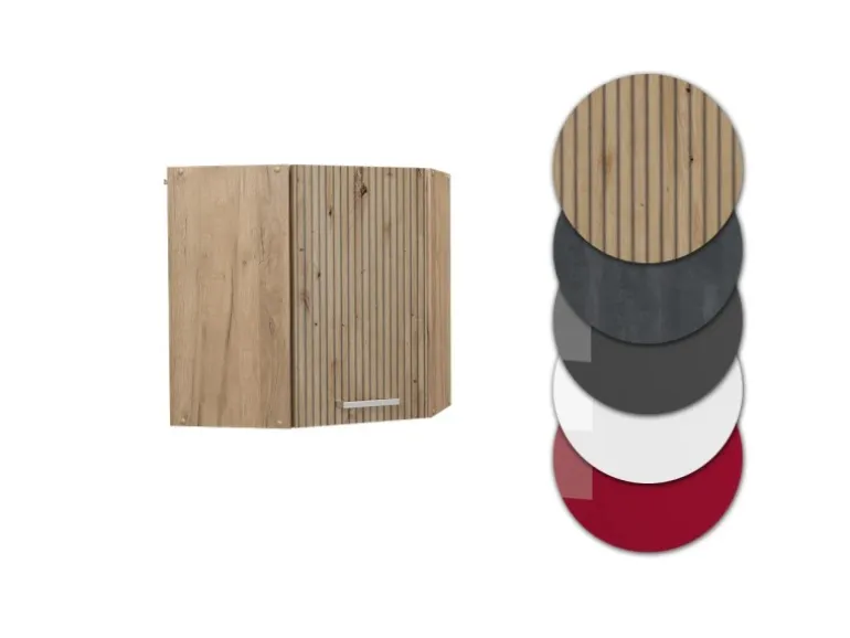 Vicco Eckhängeschrank R-Line Küchen-Eckschrank Artisan-Eiche/Goldkraft Eiche 57 cm