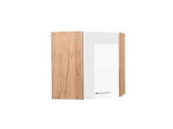 Vicco Eckhängeschrank R-Line Küchen-Eckschrank Weiß Hochglanz/Goldkraft Eiche 57 cm