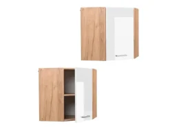 Vicco Eckhängeschrank R-Line Küchen-Eckschrank Weiß Hochglanz/Goldkraft Eiche 57 cm