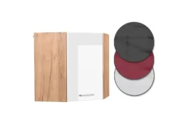 Vicco Eckhängeschrank R-Line Küchen-Eckschrank Weiß Hochglanz/Goldkraft Eiche 57 cm