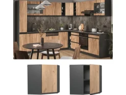 Vicco Eckhängeschrank R-Line Küchen-Eckschrank Goldkraft Eiche/Anthrazit 57 cm J-Shape