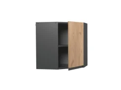 Vicco Eckhängeschrank R-Line Küchen-Eckschrank Goldkraft Eiche/Anthrazit 57 cm J-Shape