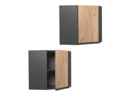 Vicco Eckhängeschrank R-Line Küchen-Eckschrank Goldkraft Eiche/Anthrazit 57 cm J-Shape
