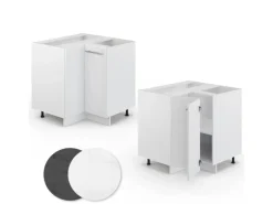 Vicco Eckunterschrank Fame-Line Weiß Hochglanz/Weiß 81 cm ohne Arbeitsplatte