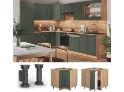 Vicco Eckunterschrank Fame-Line Grün-Gold Landhaus/Goldkraft Eiche 81 cm AP Anthrazit