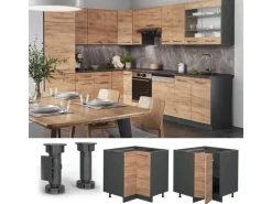 Vicco Eckunterschrank Fame-Line Goldkraft Eiche/Anthrazit 81 cm ohne Arbeitsplatte