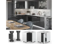 Vicco Eckunterschrank Fame-Line Anthrazit Hochglanz/Weiß 81 cm AP Anthrazit