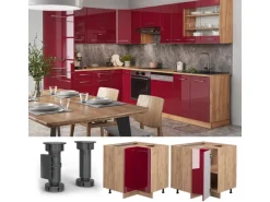 Vicco Eckunterschrank Fame-Line Bordeaux Hochglanz/Goldkraft Eiche 81 cm AP Eiche