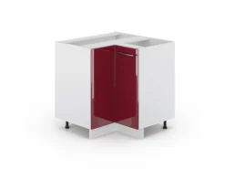 Vicco Eckunterschrank Fame-Line Bordeaux Hochglanz/Weiß 81 cm ohne Arbeitsplatte