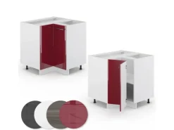 Vicco Eckunterschrank Fame-Line Bordeaux Hochglanz/Weiß 81 cm ohne Arbeitsplatte