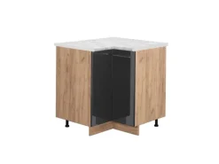 Vicco Eckunterschrank Fame-Line Anthrazit Hochglanz/Goldkraft Eiche 81 cm AP Marmor