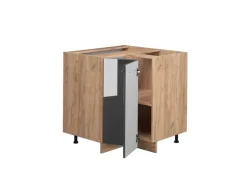 Vicco Eckunterschrank Fame-Line Anthrazit Hochglanz/Goldkraft Eiche 81 cm AP Marmor