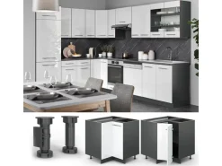 Vicco Eckunterschrank Fame-Line Weiß Hochglanz/Anthrazit 81 cm ohne Arbeitsplatte