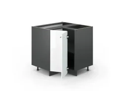 Vicco Eckunterschrank Fame-Line Weiß Hochglanz/Anthrazit 81 cm ohne Arbeitsplatte