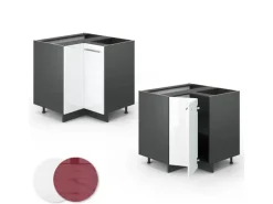 Vicco Eckunterschrank Fame-Line Weiß Hochglanz/Anthrazit 81 cm ohne Arbeitsplatte