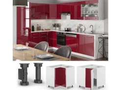 Vicco Eckunterschrank Fame-Line Bordeaux Hochglanz/Weiß 81 cm AP Anthrazit