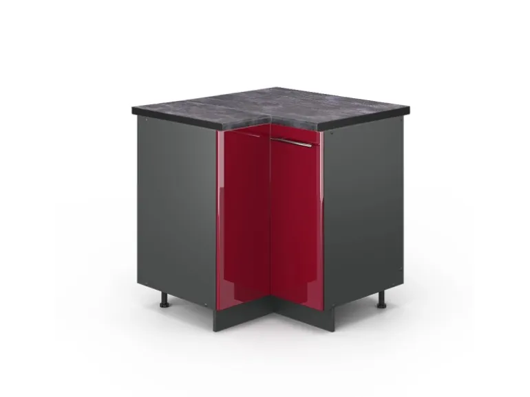 Vicco Eckunterschrank Fame-Line Bordeaux Hochglanz/Anthrazit 81 cm AP Anthrazit